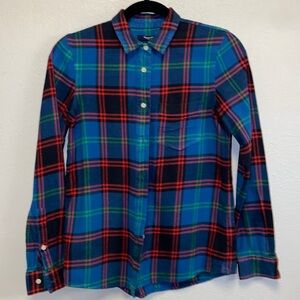 Madewell Blue Red Green Plaid Flannel Button Down Cabincore Casual Shirt 4925
